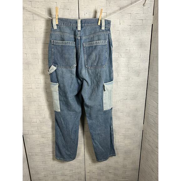 PacSun women’s jeans, high waisted patchwork cargo barrel cut packets streetwear - Picture 2 of 10